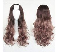 LINLINCD - Harajuku Fashion Long Wavy Curly Fluffy Fluffy U-Shaped Wigs Heat Resistant Synthetic Fiber Ombre Mixed Gradient Dark Roots Hair for Girls 28inches/ 70cm