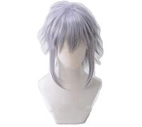 LINLINCD -Juego Reino Corazones 3. Riku corto gris púrpura peluca resistente al calor sintético pelo splay pelucas de traje+tapa de peluca