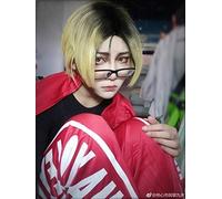 LINLINCD Kenma Kozume Cosplay peluca corta amarillo disfraz juego pelucas Halloween disfraces pelo + peluca dorada