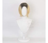 LINLINCD Kenma Kozume Cosplay peluca corta amarillo disfraz juego pelucas Halloween disfraces pelo + peluca dorada