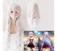 LINLINCD Kiana Kaslana Cosplay peluca Honkai Impact 3 3 trenzas plata rizado pelo sintético ondulado