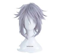 LINLINCD Kingdom Hearts 3 Riku Cosplay peluca corta gris hierro resistente al calor sintético peluca de cabello+peluca gorra