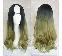 LINLINCD -Las pelucas onduladas largas y esponjosas en forma de U fibra sintética resistente al calor Ombre degradado mezclado de raíces oscuras cabello para niñas 28 pulgadas / 70 cm