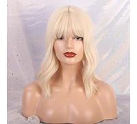 LINLINCD -Las pelucas sintéticas onduladas largas con flequillo para mujeres pelucas de cosplay afroamericano mezclado rubio marrón Natural resistente al calor pelucas