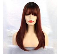 LINLINCD -Las pelucas sintéticas onduladas largas con flequillo para mujeres pelucas de cosplay afroamericano mezclado rubio marrón Natural resistente al calor pelucas