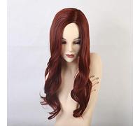 LINLINCD -Las pelucas sintéticas onduladas largas pelucas Cosplay pelucas resistentes al calor rojo de fibra natural para mujeres blancas pelucas femeninas naturales