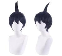LINLINCD -Motosierra Hombre Cosplay Hayakawa AKI peluca corta frambuesa negra peluca Cosplay Anime Cosplay pelucas sintéticas resistentes al calor Halloween