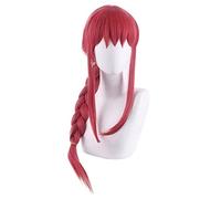 LINLINCD -Motosierra Hombre Cosplay Makima Peluca Larga Trenza Peluca Navidad Rosa Rojo Cosplay Anime Cosplay Pelucas Sintéticas Resistente al Calor Halloween