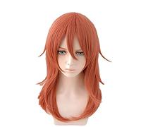 LINLINCD -Motosierra hombre Cosplay peluca ángel diablo 50cm peluca larga Navidad naranja oscuro anime pelucas sintéticas resistentes al calor+peluca gorra