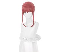 LINLINCD - Motosierra hombre Makima Cosplay mujeres 70 cm Halloween rosa rojo peluca Cosplay Anime Cosplay pelucas sintéticas resistente al calor peluca gorra