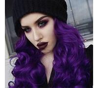 LINLINCD Nueva peluca europea y americana púrpura media longitud larga rizada Cosplay peluca de seda de alta temperatura
