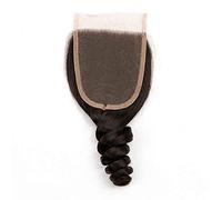 LINLINCD -Paquetes de cabello humano suelto peruano con cierre Natural Color16_18_20_with_16 & quot; Pelucas de pelo brasileño pelucas de cabello humano para las mujeres 150% densidad Pre peluca