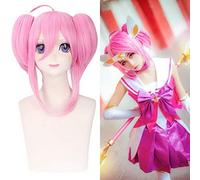 LINLINCD Peluca animada cosplay LOL Star Guardian para mujer, peluca recta rosa, Cosplay Anime Pelo sintético con doble cola de caballo para Halloween Disfraz Fiesta
