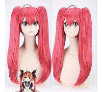 LINLINCD Peluca anime cosplay 70 cm Anime DATE A LIVE Itsuka Kotori Peluca roja Cosplay Disfraz Mujeres Pelucas de pelo sintético largo resistente al calor con doble cola de caballo