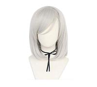 LINLINCD -Peluca Anime Cosplay Anime Akudama Drive Cutthroat Satsujinki Plata Gris Peluca Corta Cosplay Disfraz Pelo Sintético Resistente al Calor Hombres Fiesta Pelucas
