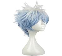 LINLINCD - Peluca Anime Cosplay Anime Gintama Sakata Gintoki Peluca Cosplay Disfraz Plata Alma Hombres y Mujeres Pelo Sintético Corto Fiesta Halloween Fiesta Rol Pelucas Keebon