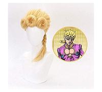 LINLINCD - Peluca Anime Cosplay Anime JoJo Bizarre Adventure Golden Wind Cosplay Peluca JoJo No Kimyou NA Bouken Giorno Giovanna Amarillo Disfraz de Carnaval Pelucas Keebon