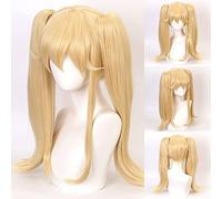 LINLINCD -Peluca Anime Cosplay Anime Kakegurui Meari Saotome Cosplay peluca de disfraz de Halloween Peluca dorada doble cola de caballo