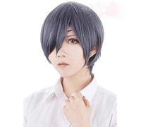 LINLINCD Peluca anime cosplay Cosplay peluca Black Butler Kuroshitsuji Ciel Phantomhive gris azul