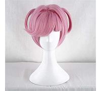 LINLINCD -Peluca Anime Cosplay Keebon Game Doki Doki Literatura Club Natsuki Peluca Rosa Corta Peluca Pelo Sintético Resistente al Calor Cosplay Pelucas+Gorro de peluca