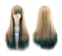 LINLINCD Peluca anime cosplay larga recta negro rojo Ombre peluca con flequillo sintético Harajuku Lolita pelo Anime Cosplay pelucas para mujeres envío libre rubio verde oscuro