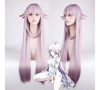 LINLINCD Peluca anime cosplay NEKO K Ameno Miyabi Lila Rosa Larga Cosplay Peluca con Pony Pelo Sintético Halloween Disfraz Capas Straight Womens Pelucas