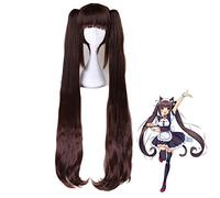 LINLINCD Peluca Cosplay Anime Nekopara Chocolat Vainilla Dos Colas de Caballo Peluca Cosplay Disfraz Mujeres Largo Resistente al Calor Pelo Sintético Pelucas Nekopara