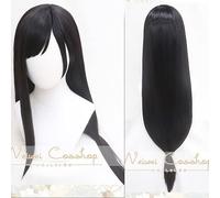 LINLINCD Peluca Cosplay de 39 '' 100 cm Negro Largo Recto Lateral Estilo Pelo Sintético Tifa Lockhart Pelucas Cosplay Fiesta Halloween Peluca + Gorra de Peluca Gratis
