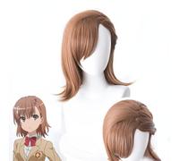 LINLINCD - Peluca de anime cosplay anime A Certain Magical Index Cosplay peluca Misaka Mikoto Bob marrón pelo corto juego de rol pelucas de Halloween con gorro de peluca