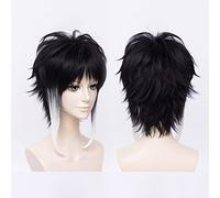 LINLINCD - Peluca de anime cosplay de anime, Bungo Stray Dogs, Cosplay Akutagawa Ryunosuke, peluca corta mixta negra y gris, peluca corta para disfraz, peluca de Halloween