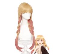 LINLINCD - Peluca de anime cosplay de anime, disfraz de cosplay My Dress-Up Darling peluca rosa larga doble cola de caballo peluca para Kitagawa Marin juego de roles Halloween accesorios con gorra de