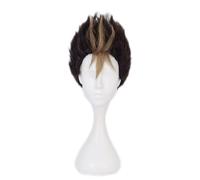 LINLINCD Peluca de anime cosplay de anime, peluca de cosplay de anime, peluca de 30,5 cm, corta, recta, negra-rubia, para hombre y niño, con 1 gorra de peluca para Halloween