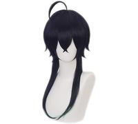 LINLINCD - Peluca de anime cosplay de anime Twisted-Wonderland Cosplay-Peluca de Cosplay Hombres Azul Oscuro Mezclado Color Verde Largo Liso con Pelo Mudo para Malleus Draconia RPG Pelucas de