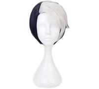 LINLINCD -Peluca de anime cosplay de anime Twisted-Wonderland Cosplay peluca hombres mitad negro medio blanco mixto pelucas Bob para Divus Crewel RPG pelucas de Halloween con gorro de peluca