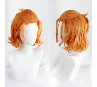 LINLINCD - Peluca de anime cosplay de anime Twisted-Wonderland Cosplay peluca naranja color corto rizado corte bob rizado para cater Diamond Role Play pelucas de Halloween con gorro de peluca