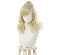 LINLINCD - Peluca de anime, cosplay, Keebon, Animal Crossing Isabella, peluca larga rizada rubia con moño para cosplay, resistente al calor, pelo sintético para Halloween