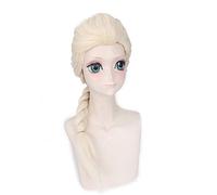 LINLINCD - Peluca de anime cosplay princesa Elsa Anna peluca rubia marrón trenzado pelo sintético disfraz Halloween Cosplay peluca+peluca larga ELSA gratis