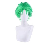 LINLINCD - Peluca de anime para cosplay de anime, de una pieza, cosplay Roronoa, Zoro, peluca corta verde, disfraz de Halloween, fiesta de disfraces, conciertos