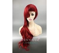 LINLINCD Peluca de Cosplay 70 cm The Little Mermaid Red Peluca Cuerpo Pelo Sintético ondulado Cosplay Pelucas Princesa Ariel Peluca Juego de rol Disfraz+Peluca Gorra Rojo