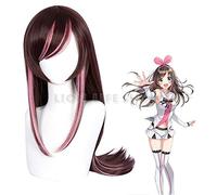 LINLINCD Peluca de Cosplay AIChannel Anchor Kizuna Ai YouTuber Rosa Mezcla Larga Recta Cosplay Peluca Kizuna Ai