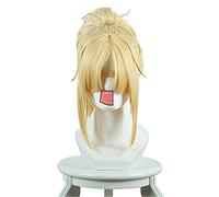 LINLINCD Peluca de Cosplay Anime Destino/Apócrifo Mordred Cosplay Peluca Mujeres 40 cm Rubio Corto Pelo Sintético Peluca con Chip Cola de Caballo Pelucas Talla única 235G