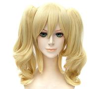LINLINCD Peluca de cosplay anime Harley Quinn Suicida Cosplay Peluca Halloween Cosplay Peluca sintética para mujeres Dos Colas de Caballo Dorado Pelucas Disfraz Sombrero 4