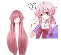 LINLINCD Peluca de cosplay Anime Mirai Nikki Gasai Yuno Peluca Cosplay Disfraz El Futuro Diario Mujeres Pelo Largo Halloween Fiesta Pelucas