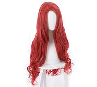 LINLINCD Peluca de cosplay Aquaman Mera Cosplay de película de anime americano, 85 cm de largo, rizado, ondulado, resistente al calor, pelo sintético para mujer, disfraz de fiesta, peluca roja Mera