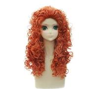LINLINCD Peluca de Cosplay con película valiente princesa Merida Cosplay peluca sintética de pelo naranja largo rizado pelucas para anime Halloween disfraz fiesta talla única naranja