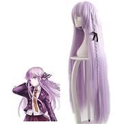 LINLINCD Peluca de Cosplay Dangan Ronpa Kyouko Kirigiri Lila Cosplay peluca con trenzado de punto cola de caballo 100 cm largo pelo sintético peluca de fiesta