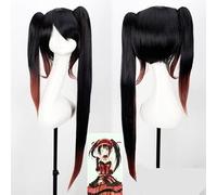 LINLINCD Peluca de cosplay de 100 cm / 39 pulgadas, con clip para flequillo, cola de caballo, cómic con pesadilla, color negro, largo ponytials peluca para disfraz, talla única, talla única