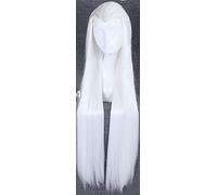 LINLINCD Peluca de cosplay de 100 cm de largo, recta, negra, blanca, gris plata, accesorio de belleza clásico de China, pelo tradicional superior para cosplay, fiesta, peluca, gorra blanca