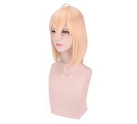 LINLINCD Peluca de cosplay de anime, 35 cm, juego de anime Fate/Gran Order Apokrypha Okita Souji, peluca de cosplay, pelucas de pelo dorado de luz larga, pelo dorado para Halloween 1: 1 pelucas