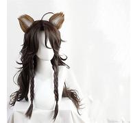 LINLINCD - Peluca de cosplay de anime de Wig con orejas largas onduladas para juegos de rol de Leona Kingscholar, pelucas de Halloween con gorro de peluca